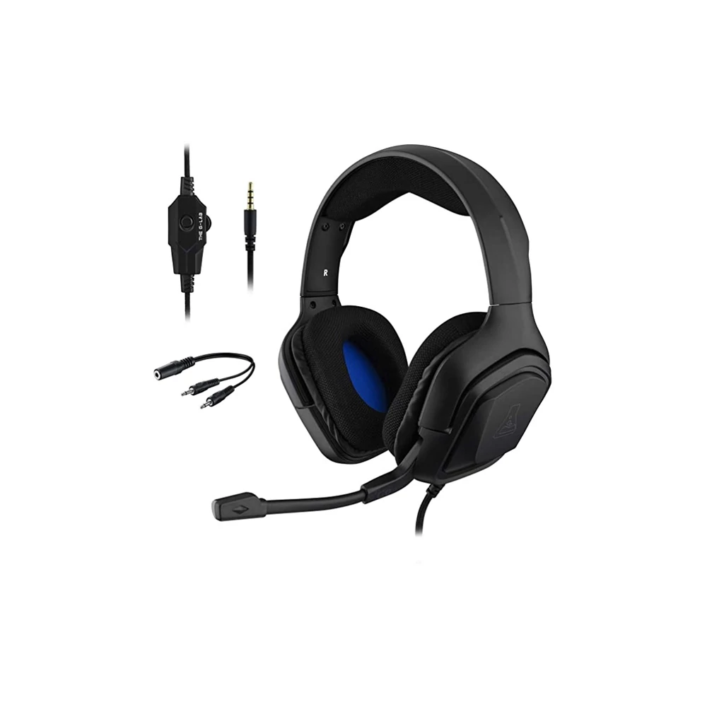 The G-Lab Fejhallgató - KORP COBALT/B (mikrofon, 3,5mm Jack, hangerőszabályzó, nagy-párnás, fekete)