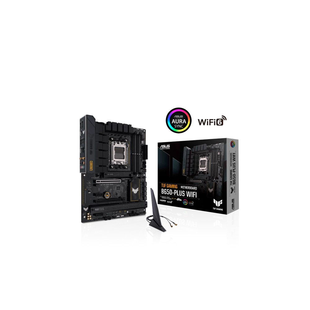 Asus Alaplap - AMD TUF GAMING B650-PLUS WIFI AM5 (B650, ATX, 4xDDR5 6400+MHz, 4xSATA3, 3x M.2, HDMI+DP)