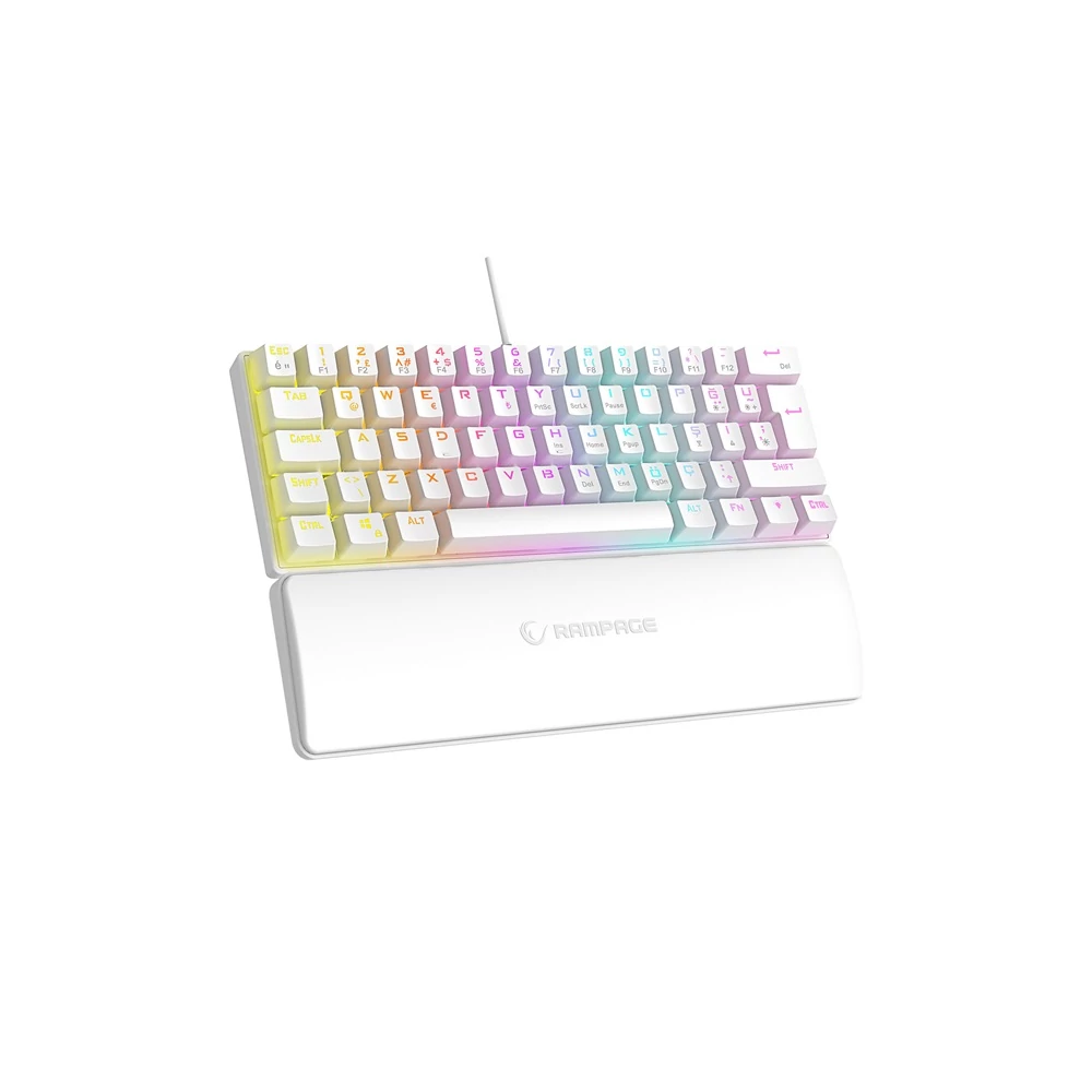 Rampage Billentyűzet - PLOWER K60 White US (Vezetékes, Mechanikus, Blue switch, angol, fehér, RGB LED)