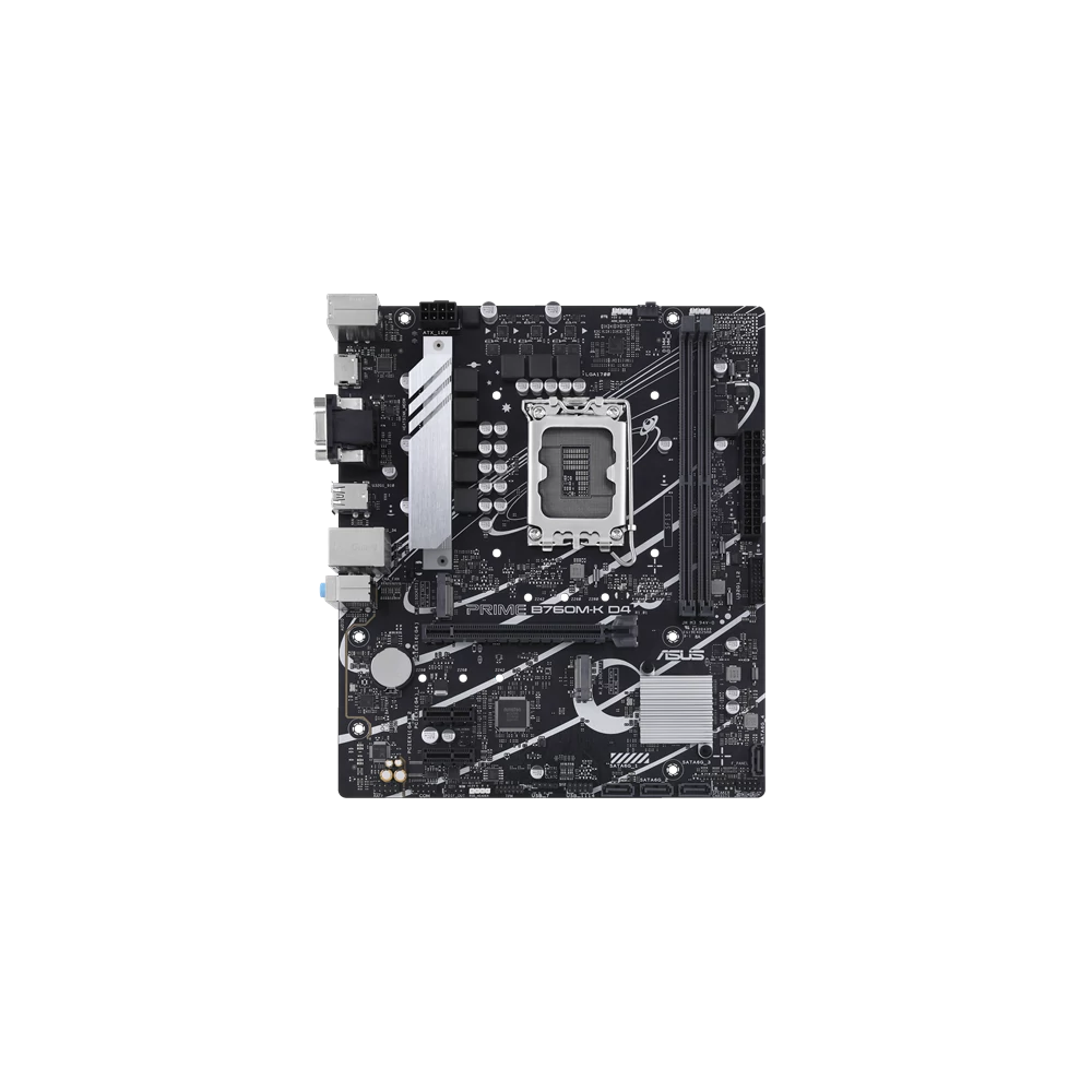 Asus Alaplap - Intel PRIME B760M-K D4 s1700 (B760, 2xDDR4 5333MHz, 4xSATA3, 2xM.2, HDMI+VGA)