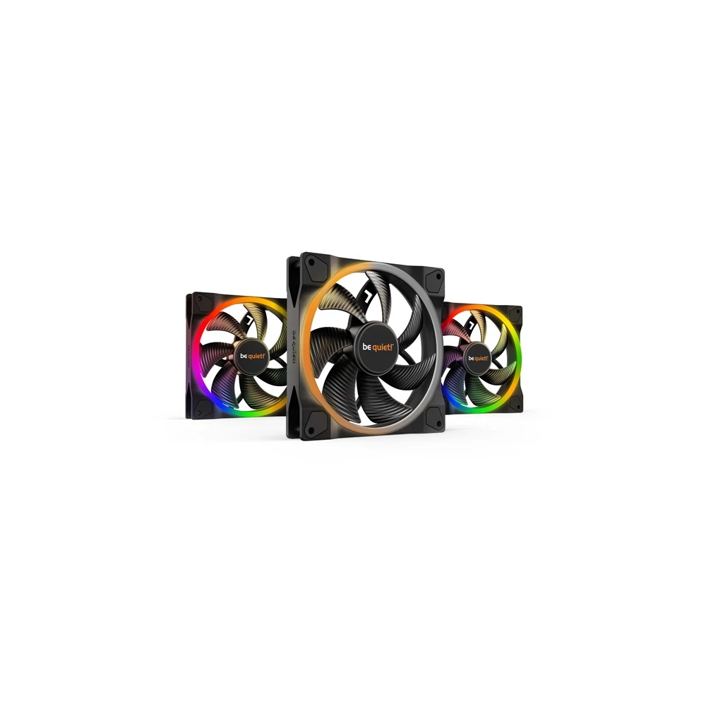 Be Quiet! Cooler 14cm - LIGHT WINGS 140mm PWM Triple-Pack (RGB, 1500rpm, 23,3dB, fekete)