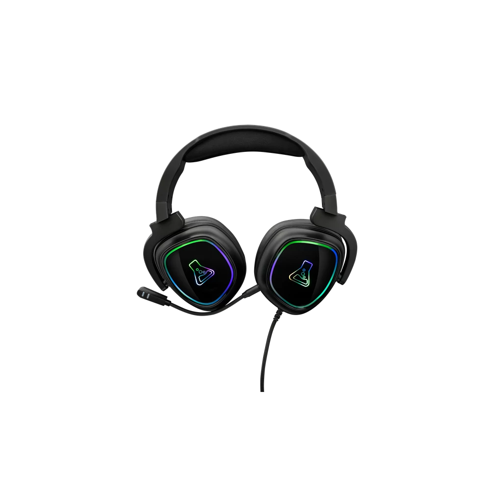 The G-Lab Fejhallgató - KORP RADIUM BLACK (mikrofon,USB, 3,5mm Jack, hangerőszabályzó, LED,nagy-párnás)