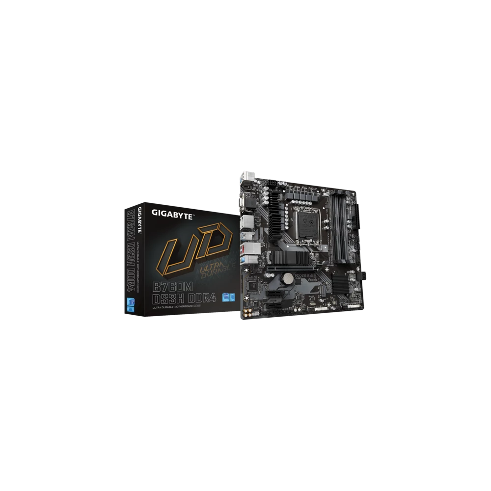 Gigabyte Alaplap - Intel B760M DS3H DDR4 s1700 (B760, 4xDDR4 3200MHz, DP/HDMI, 4xSATA3, M.2, 6xUSB2.0, 6xUSB3.1)