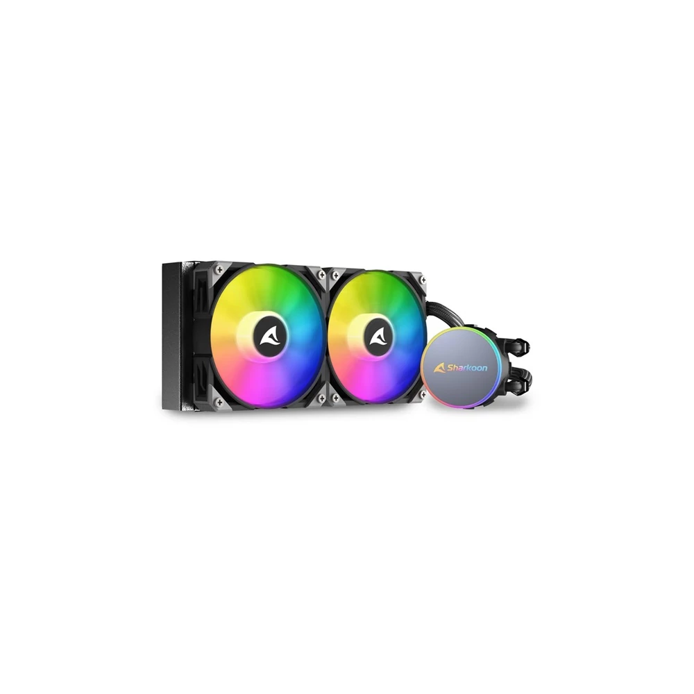 Sharkoon CPU Water Cooler - S70 RGB AIO 240mm (max. 35 dB (A); max. 131.93 m3/h; 2x12cm, A-RGB LED)