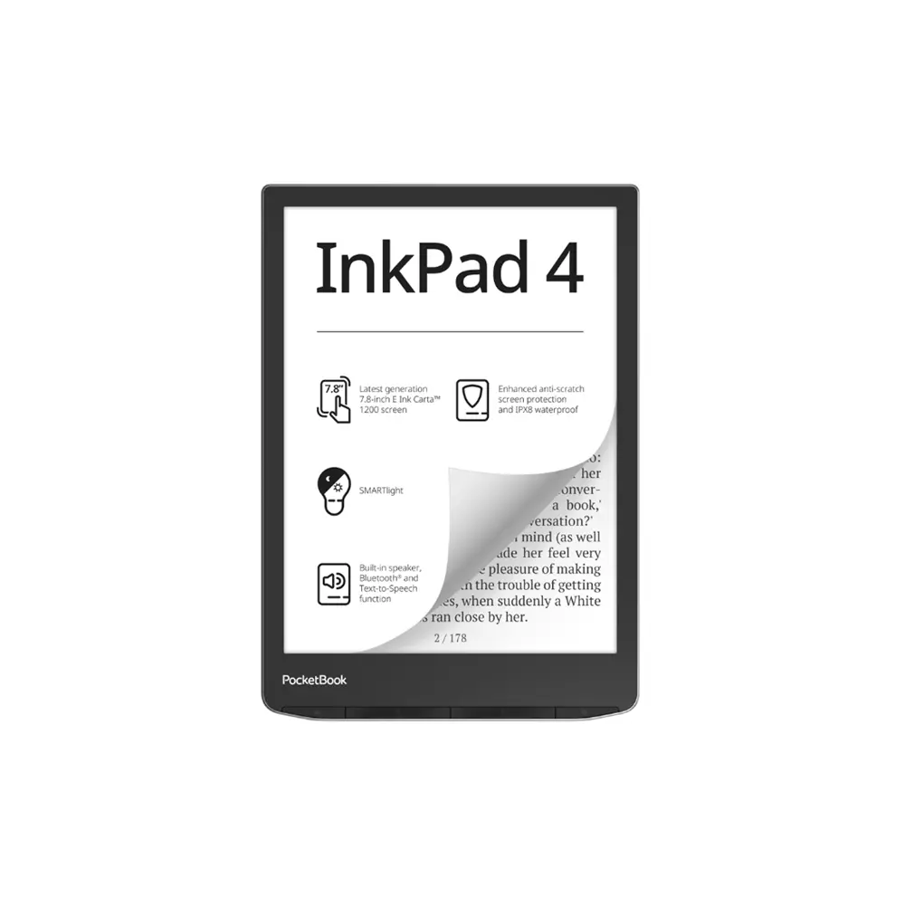 POCKETBOOK e-Reader PB743G INKPad4 Ezüst (7,8" E-Ink,háttérvilágítás, 2x1GHz,32GB,2000mAh,wifi, BT, mSD)