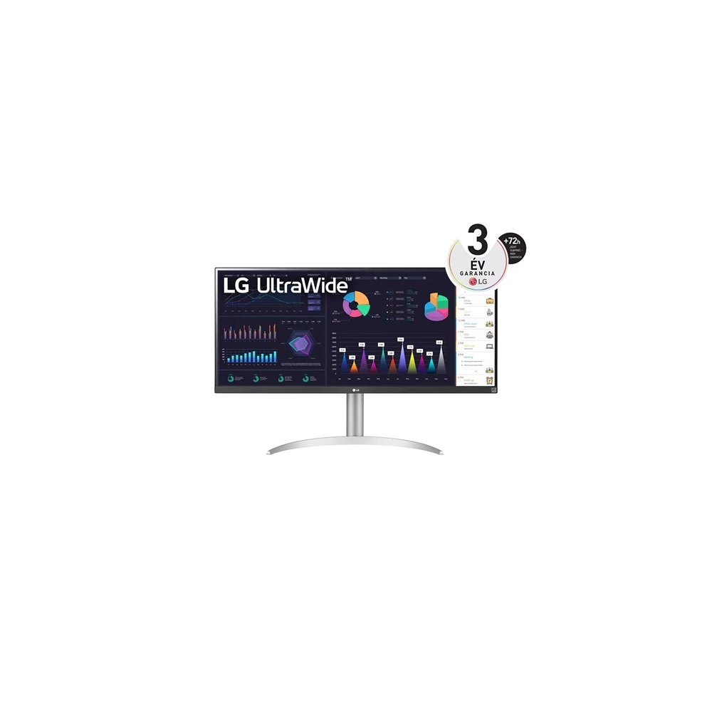 LG Monitor 34" - 34WQ650-W (IPS; 21:9; 2560x1080; 5ms; 400cd; HDMIx2, USB-C; HDR400; sRGB99%, Spkr., Mag.áll)
