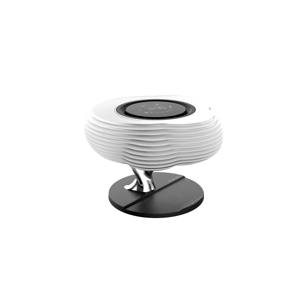 Promate Asztali lámpa, hangszóró - HOMECLOUD (3in1, BT v5.0, 10W, LED éjszakai lámpa, wireless töltő, digitális óra)
