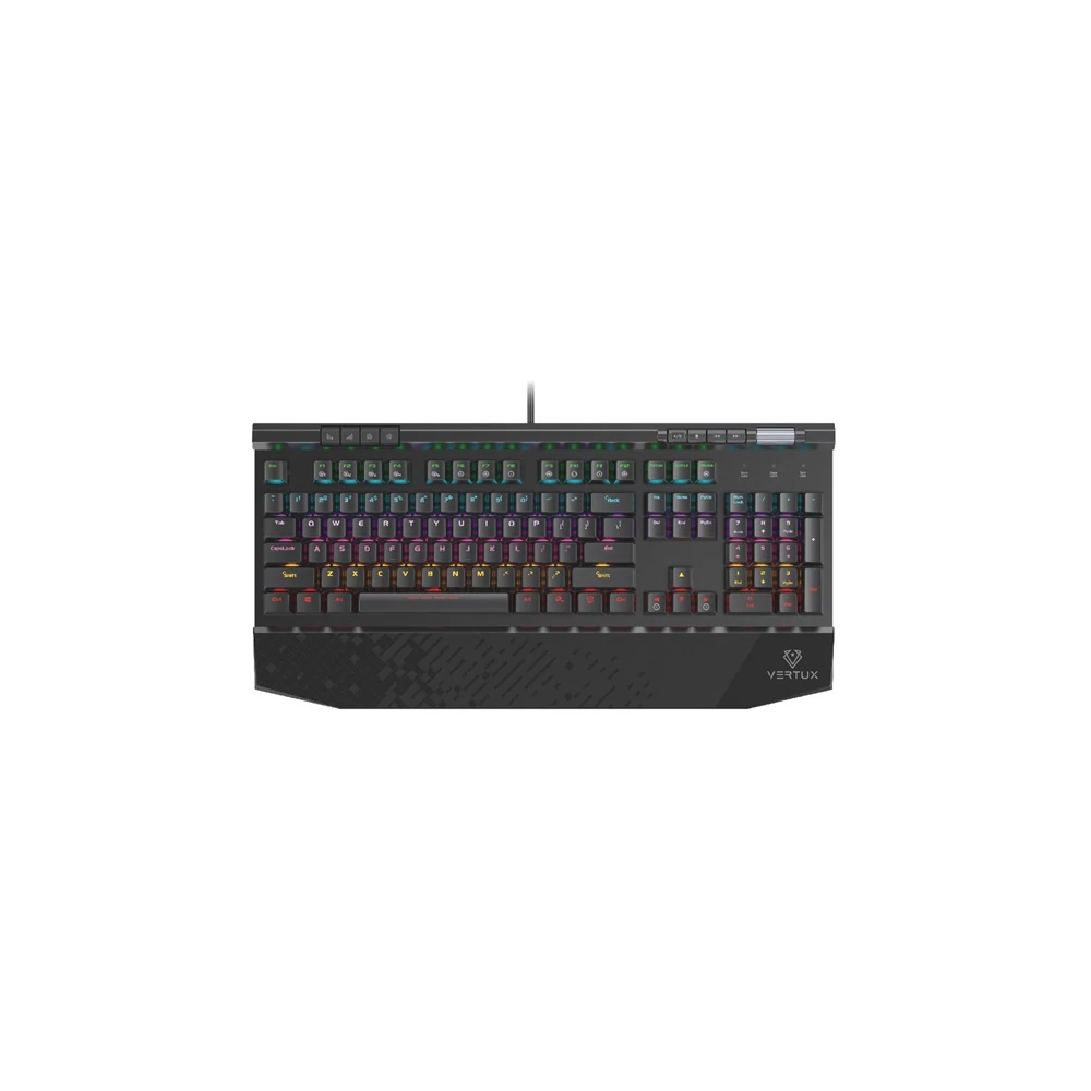Vertux Billentyűzet - TUNGSTEN (Vezetékes, Mechanikus, Full Anti-Ghosting, EN, RGB LED, csuklótámasz, fekete)