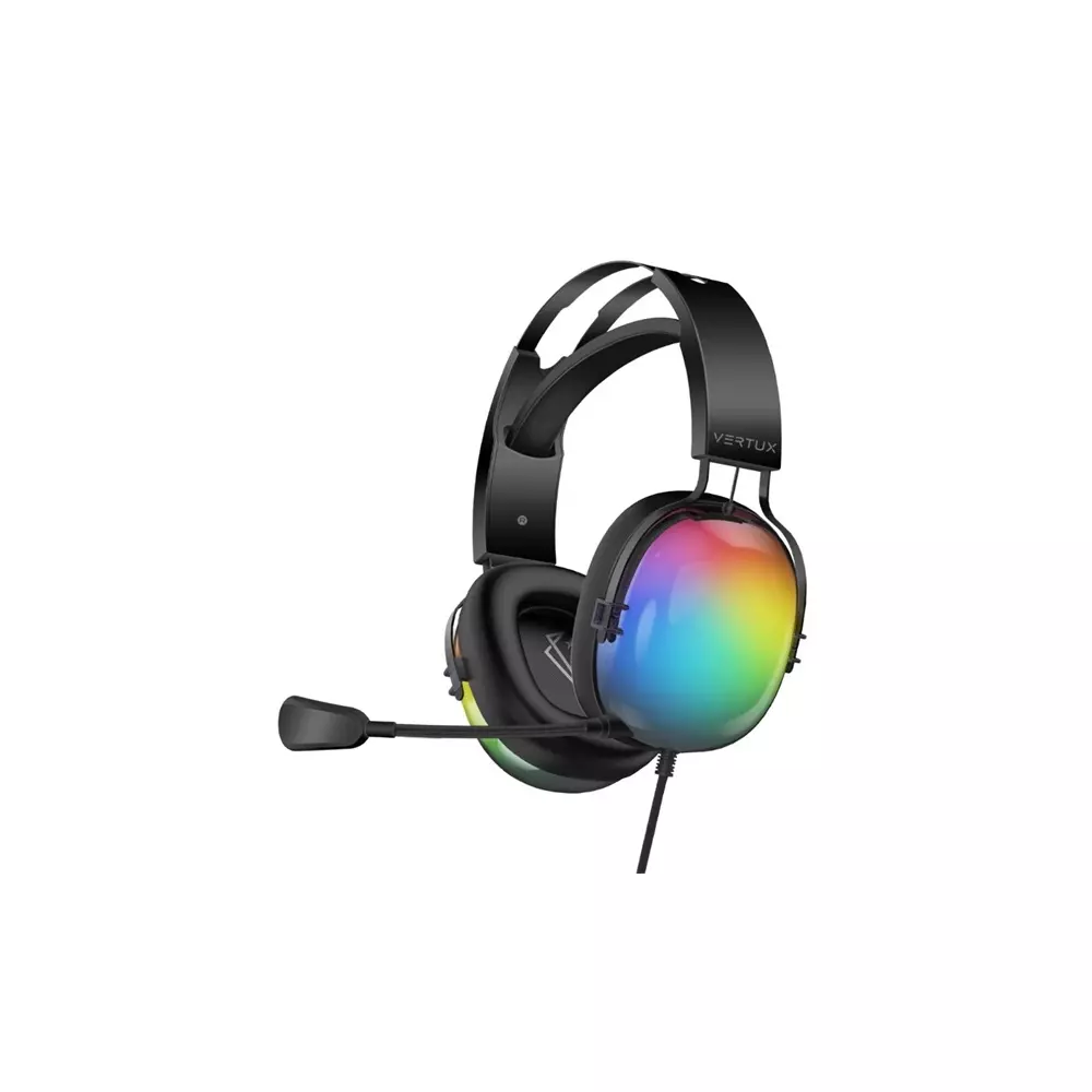 Vertux Fejhallgató - SIRIUS 7.1 (50mm driver, hangerőszabályzó, flexibilis mikrofon, USB 3.0, RGB LED, fekete)