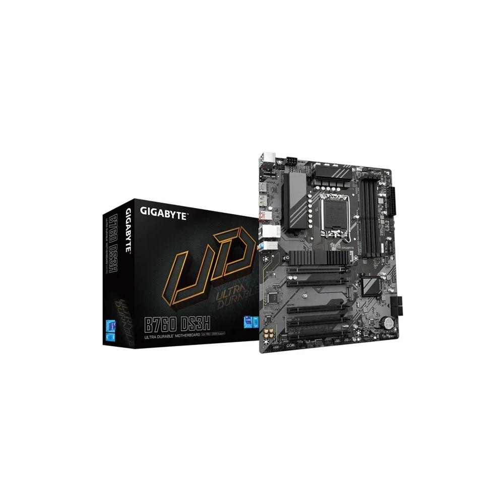 Gigabyte Alaplap - Intel B760 DS3H s1700 (B760, 4xDDR5, 7600MHz, DP/HDMI, 4xSATA3, M.2, 4xUSB2.0, 3xUSB3.2, 2xType-C)