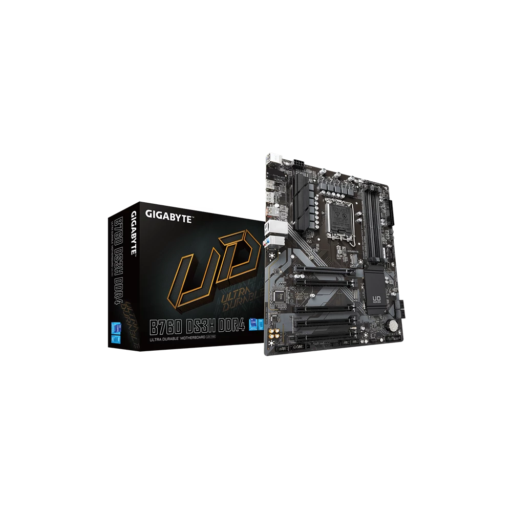 Gigabyte Alaplap - Intel B760 DS3H DDR4 s1700 (B760, 4xDDR4, 5333MHz, DP/HDMI, 4xSATA3, M.2, 4xUSB2.0, 3xUSB3.2, USB-C)