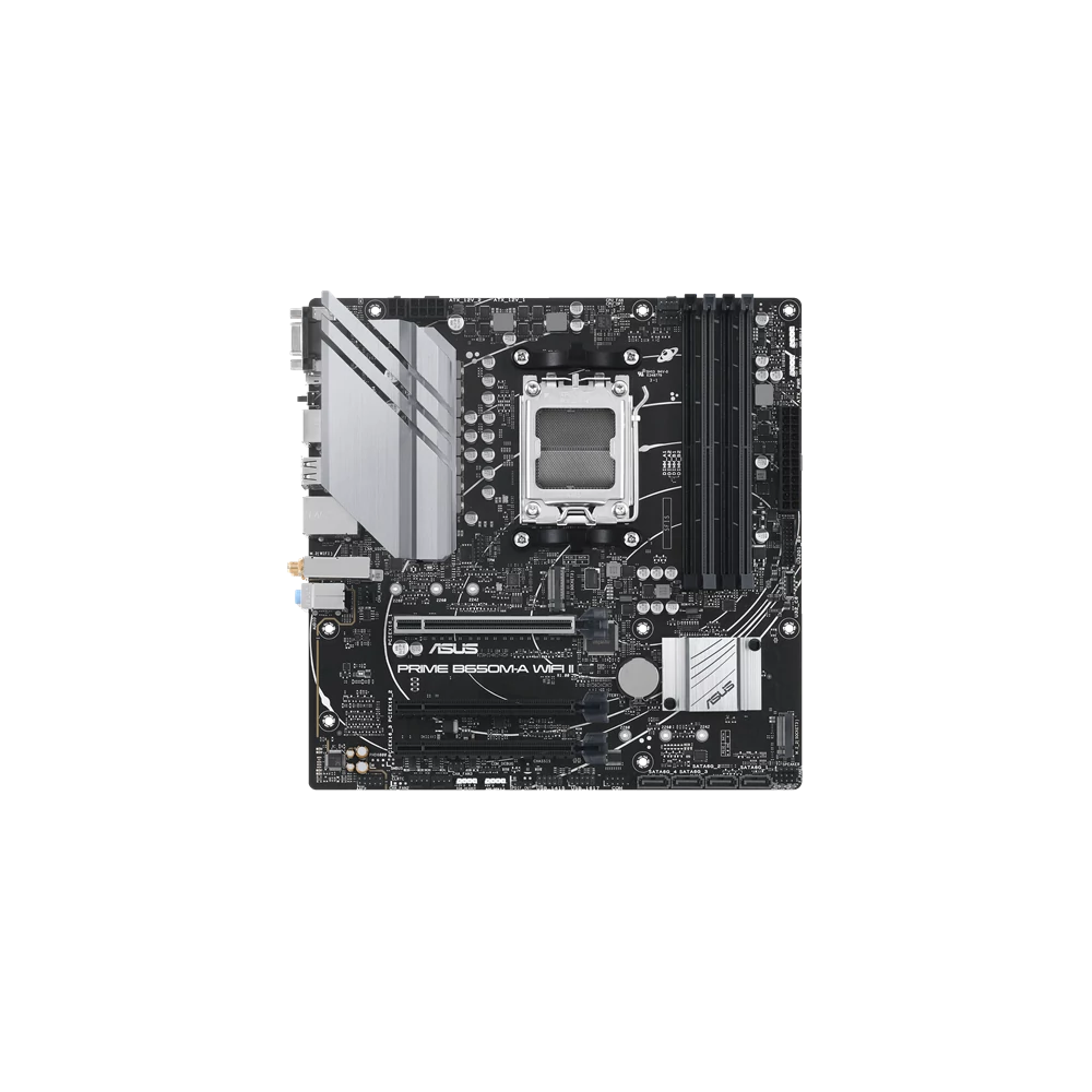 Asus Alaplap - AMD PRIME B650M-A WIFI II AM5 (B650, ATX, 4xDDR5 6400+MHz, 4xSATA3, 2x M.2, HDMI+DP+VGA)