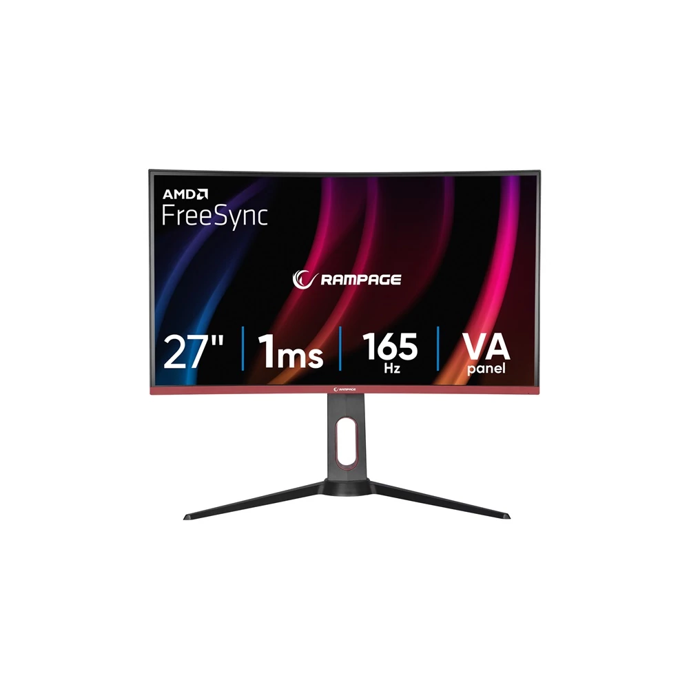 Rampage Monitor 27" - VOYAGER (VA, 165Hz, 1ms, 16:9, 1920x1080, 250cd/m2, 2xHDMI, DisplayPort, fekete, FreeSync, ívelt)