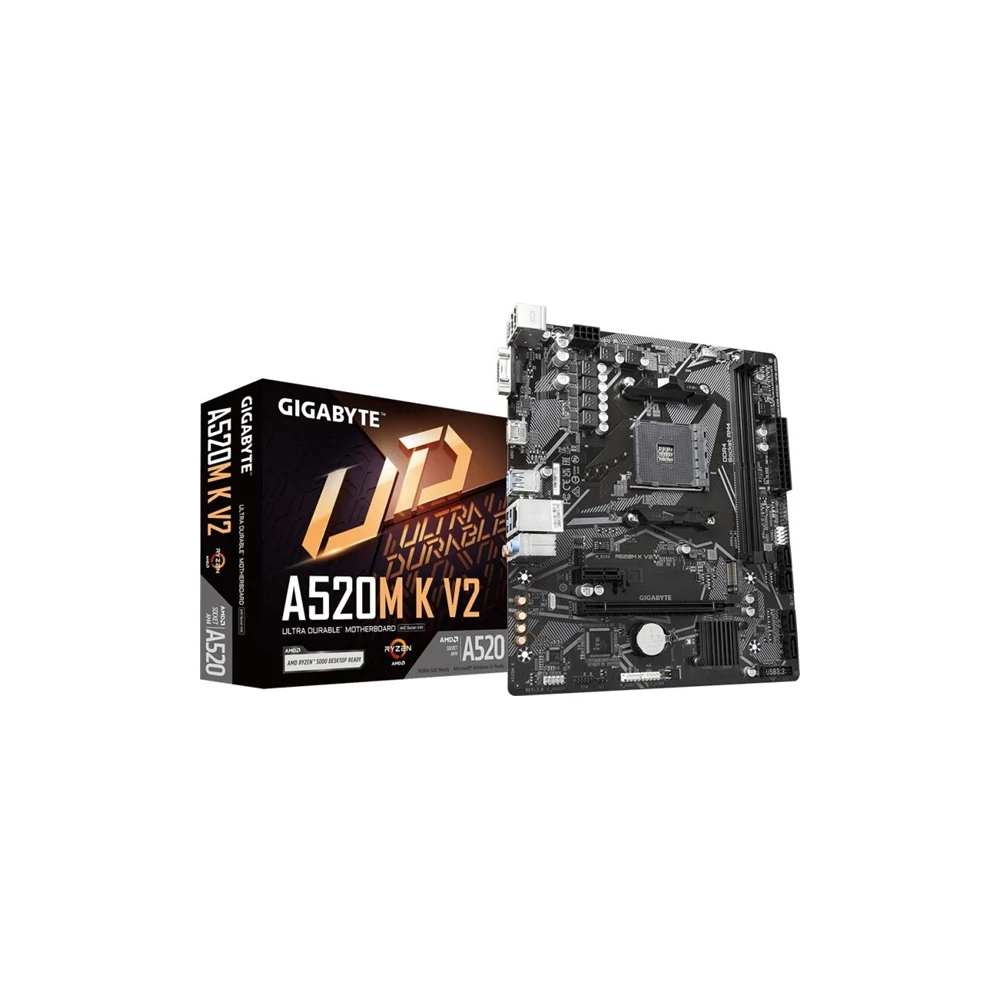 Gigabyte Alaplap - AMD A520M K V2 AM4 (A520M, 2xDDR4 3200MHz, PCI-E, LAN, 4xSATA3, M.2, 6xUSB2.0, 6xUSB3.1)