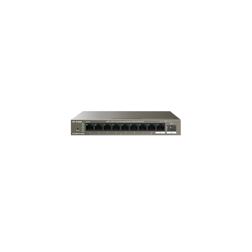 IP-COM Switch PoE - G2210P-8-102W (9x1Gbps; 8 af/at PoE+ port; 92W; 1x 1Gbps SFP)