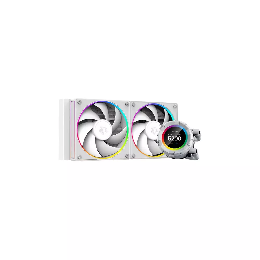 ID-Cooling CPU Water Cooler - Space SL240 WHITE (13.8-30.5dB; max. 132,52 m3/h; 2x12cm, A-RGB LED, fehér)