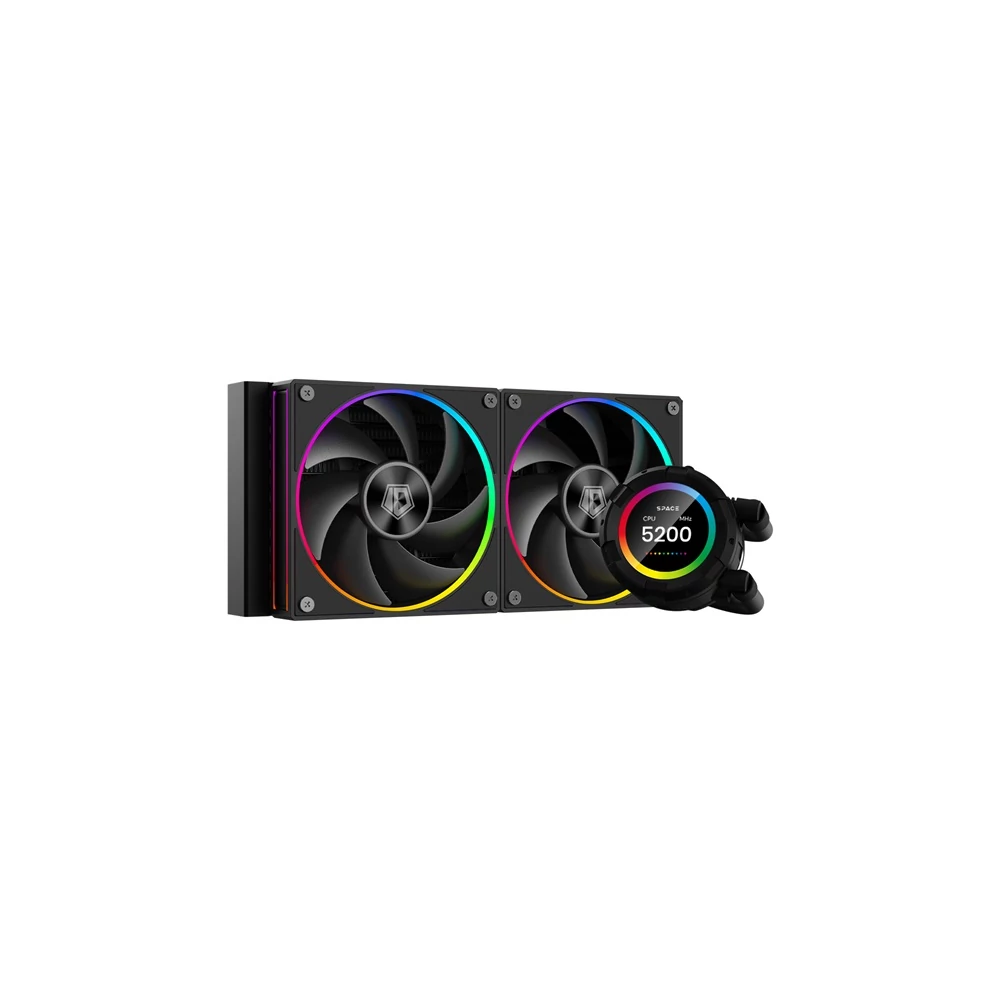 ID-Cooling CPU Water Cooler - Space SL240 (13.8-30.5dB; max. 132,52 m3/h; 2x12cm, A-RGB LED, fekete)
