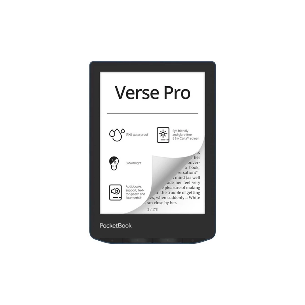 POCKETBOOK e-Reader - PB634 VERSE PRO Azure (6"E Ink Carta, Cpu: 1GHz,512MB,16GB,1500mAh, wifi,mSD, IPX8)
