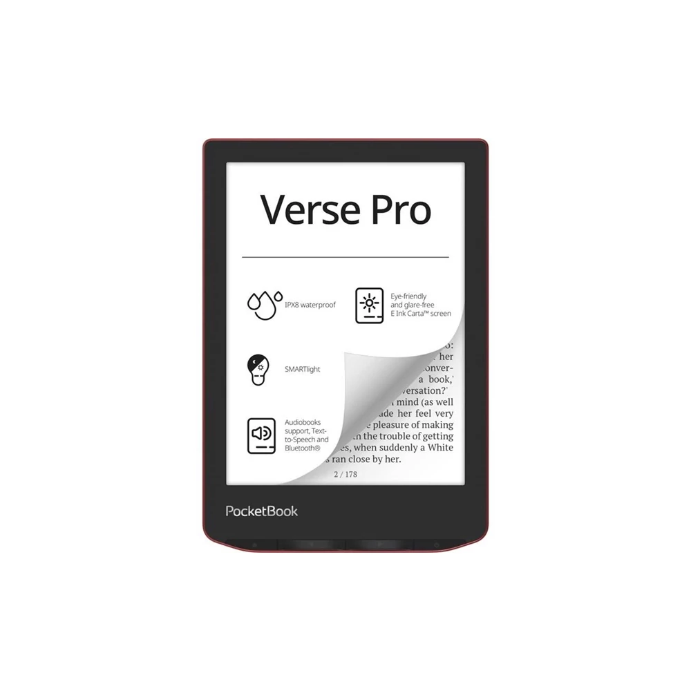 POCKETBOOK e-Reader - PB634 VERSE PRO Passion Red (6"E Ink Carta, Cpu: 1GHz,512MB,16GB,1500mAh, wifi,mSD, IPX8)