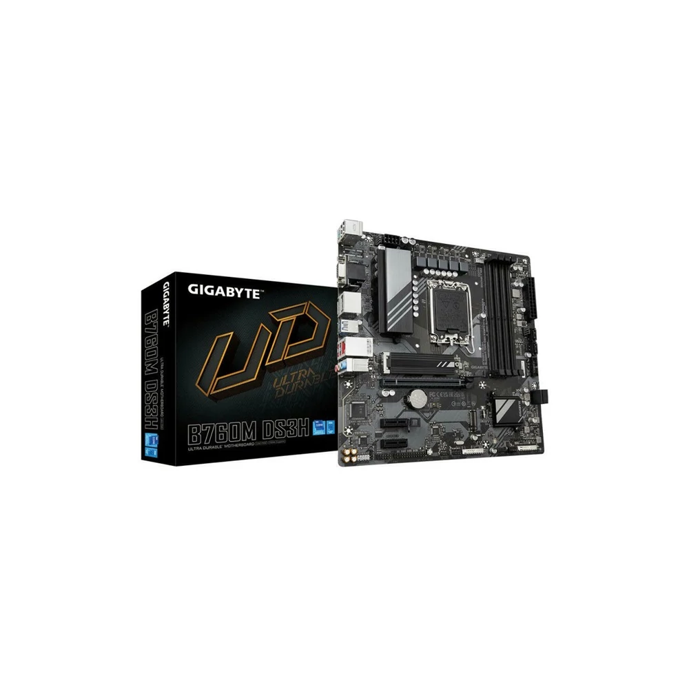 Gigabyte Alaplap - Intel B760M DS3H s1700 (B760, 4xDDR5 4800MHz, DP/HDMI, 4xSATA3, M.2, 4xUSB2.0, 6xUSB3.1)