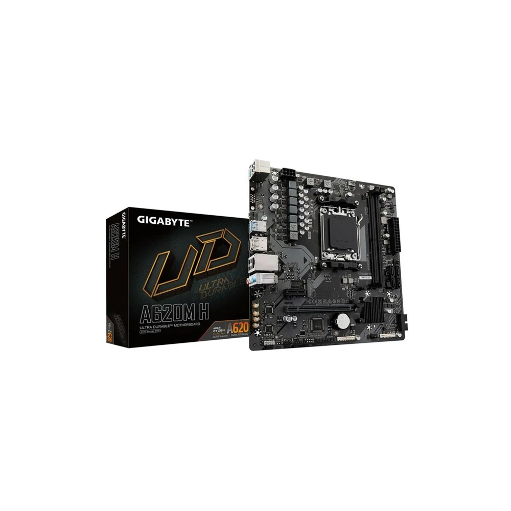 Gigabyte Alaplap - AMD A620M H AM5 (A620M, 2xDDR5 5200MHz, PCI-E, 4xSATA3, M.2, 9xUSB2.0, 4xUSB3.1)