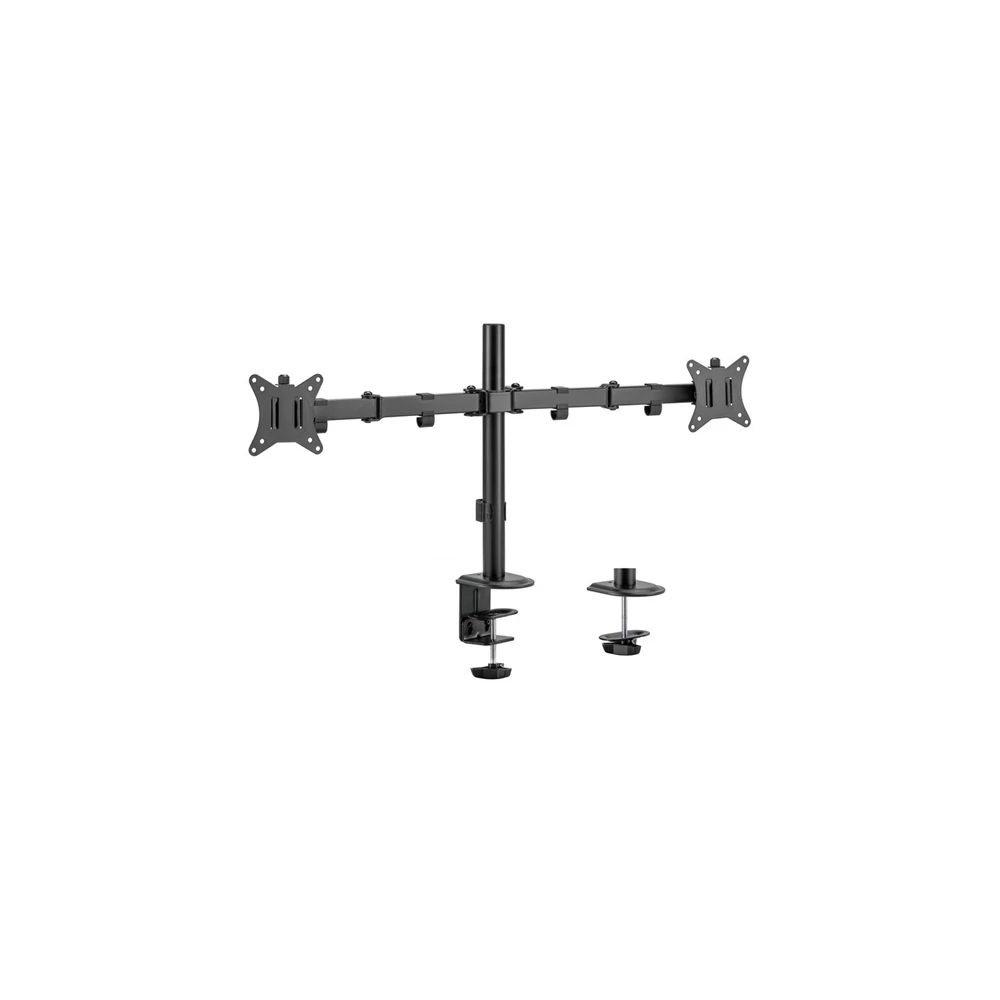 Equip Monitor Asztali konzol - 650157 (13"-32", 2 monitor, dönthető, forgatható, állítható magasság, Max.:2x9kg, fekete)
