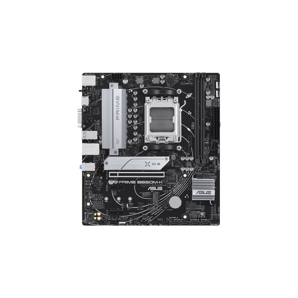Asus Alaplap - AMD PRIME B650M-K AM5 (B650, ATX, 2xDDR5 7800+MHz, 4xSATA3, 2x M.2, HDMI+VGA)
