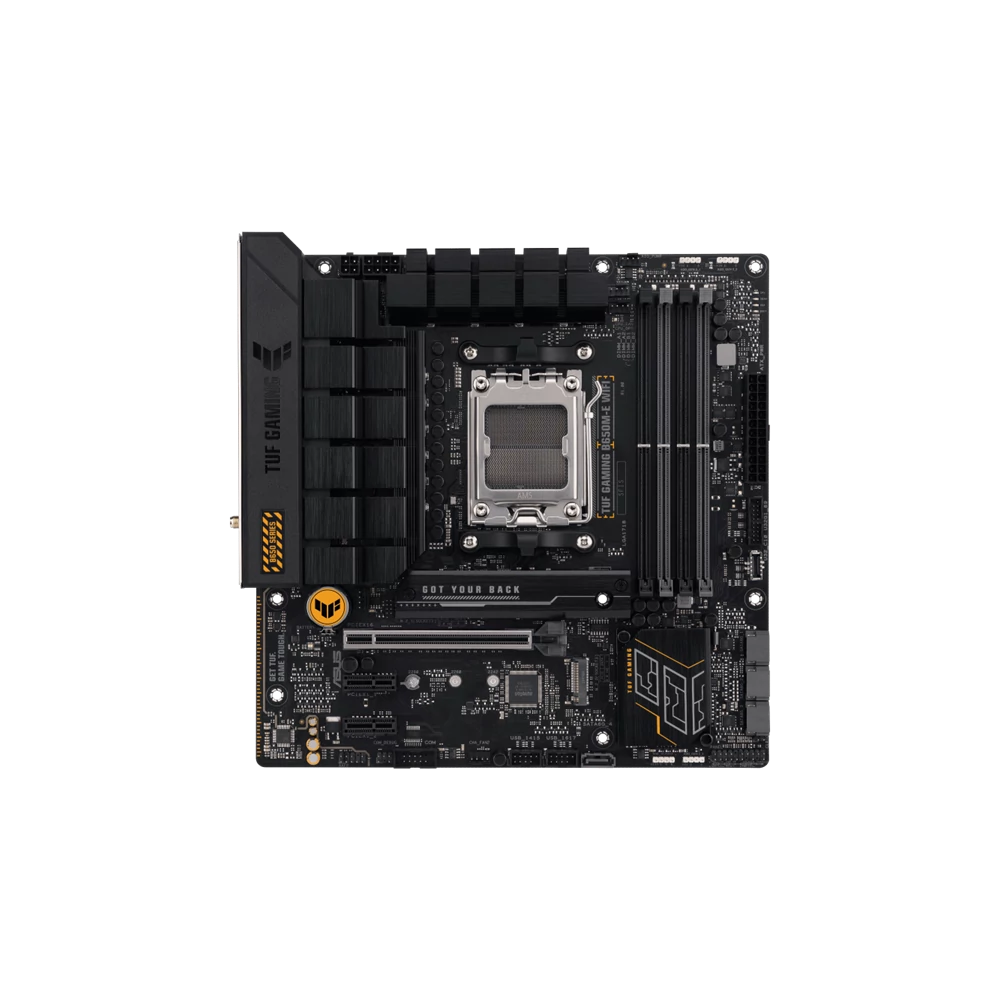 Asus Alaplap - AMD TUF GAMING B650M-E WIFI AM5 (B650, Micro-ATX, 4xDDR5 7600+MHz, 4xSATA3, 2x M.2, HDMI+2xDP)