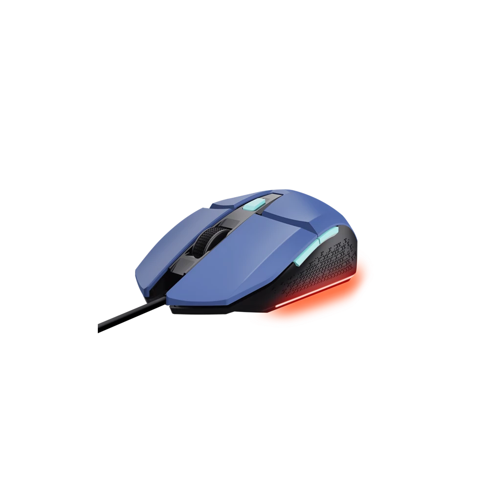 Trust Egér Gamer Vezetékes - GXT109 Felox (Optikai érzékelő; max6400DPI; 6 gomb; LED; kék)