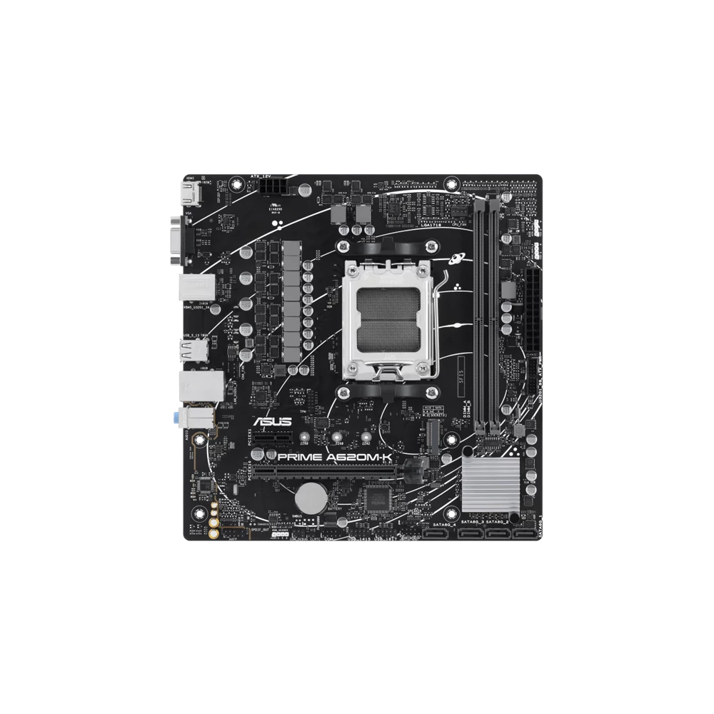 Asus Alaplap - AMD PRIME A620M-K AM5 (A620, 2xDDR5 7200+MHz, 1xGBE LAN, 1xM.2, 4xSATA3, VGA+HDMI)