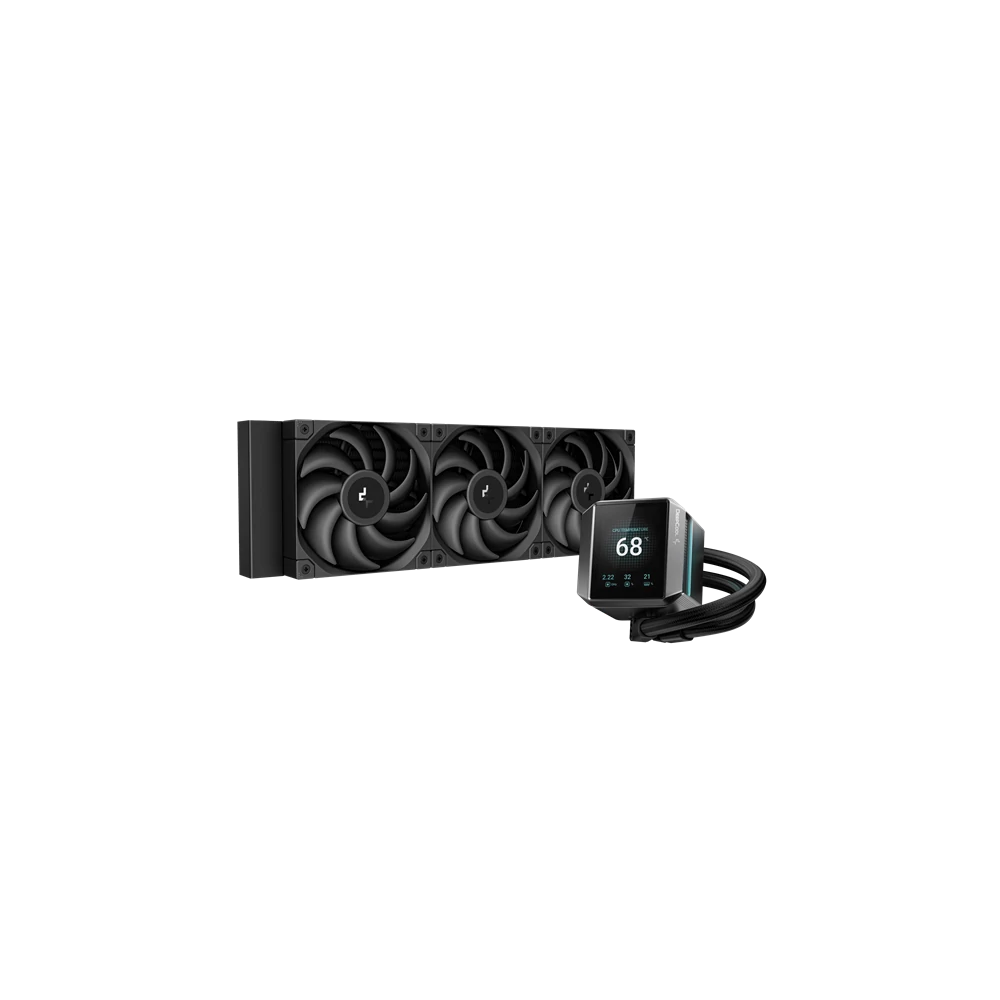 DeepCool CPU Water Cooler - MYSTIQUE 360 (max 21dB; max. 123,09 m3/h; 3x12cm, LED kijelző, fekete)