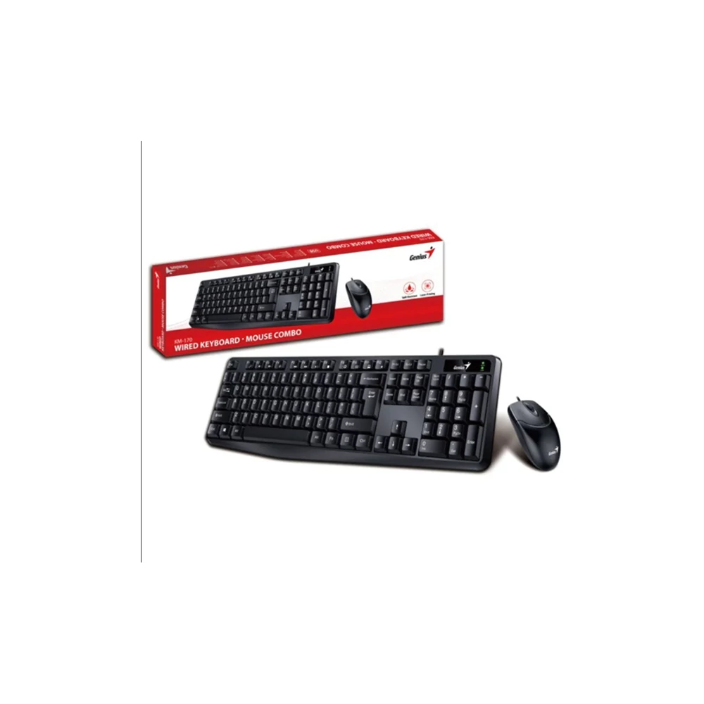 Genius Billentyűzet/Egér Kit - KM-170 (Vezetékes, USB, fekete)