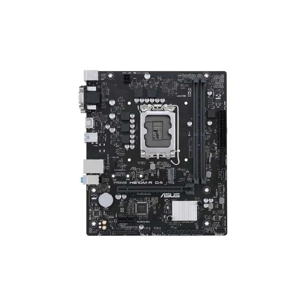 Asus Alaplap - Intel PRIME H610M-R D4-SI (H610, 2xDDR4 3200MHz, 4xSATA3, 1xM.2, HDMI+DVI+VGA)