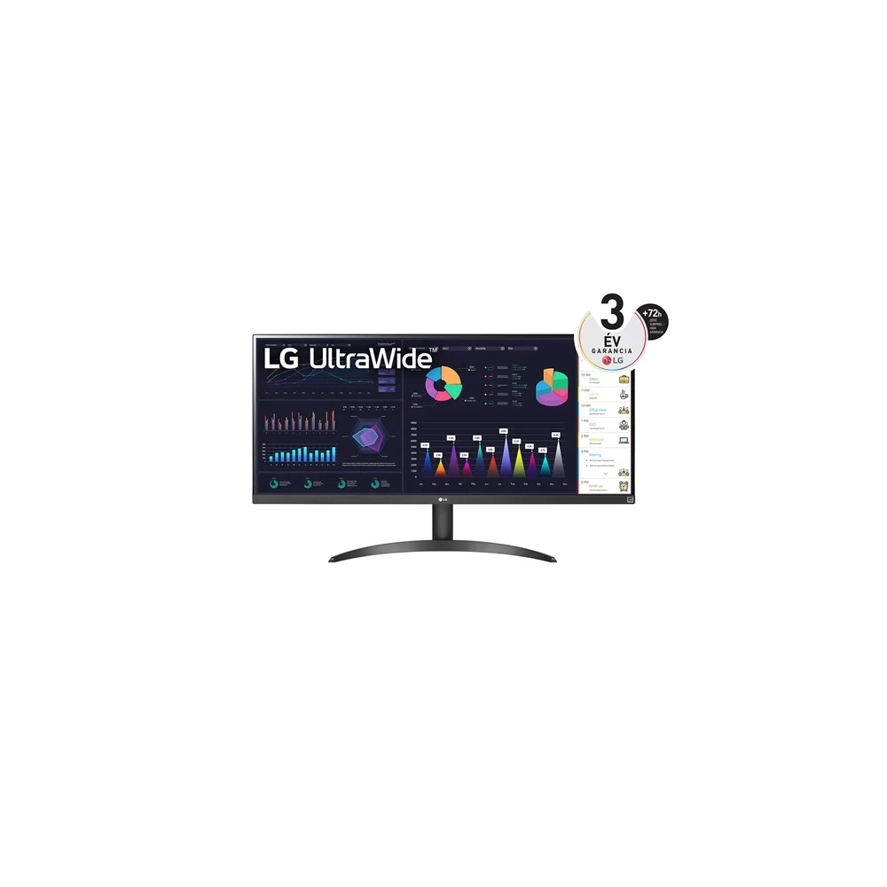 LG Monitor 34" - 34WQ500-W (IPS; 21:9; 2560x1080; 5ms; 400cd; 100Hz, HDMIx2, HDR; sRGB99%, FreeSync, Mag.áll)