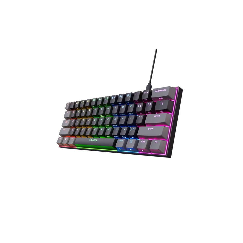 Trust Billentyűzet Gamer - GXT867 Acira (Kompakt; Mechanikus, Outemu Red switch; RGB LED; USB; fekete; angol)
