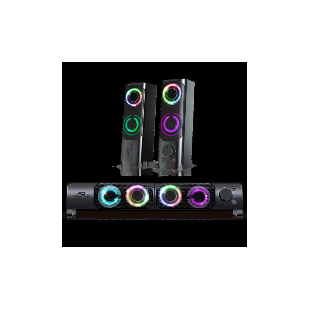 Advance Hangszóró - SOUNDPHONICS RGB 6W RMS (2.0, 3,5mm Jack, RGB, fekete)