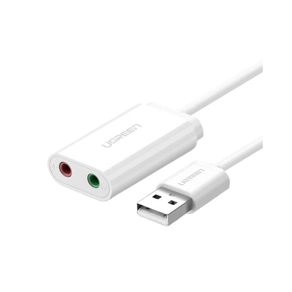 UGREEN US205 USB külső hangkártya adapter, 15cm (fehér)