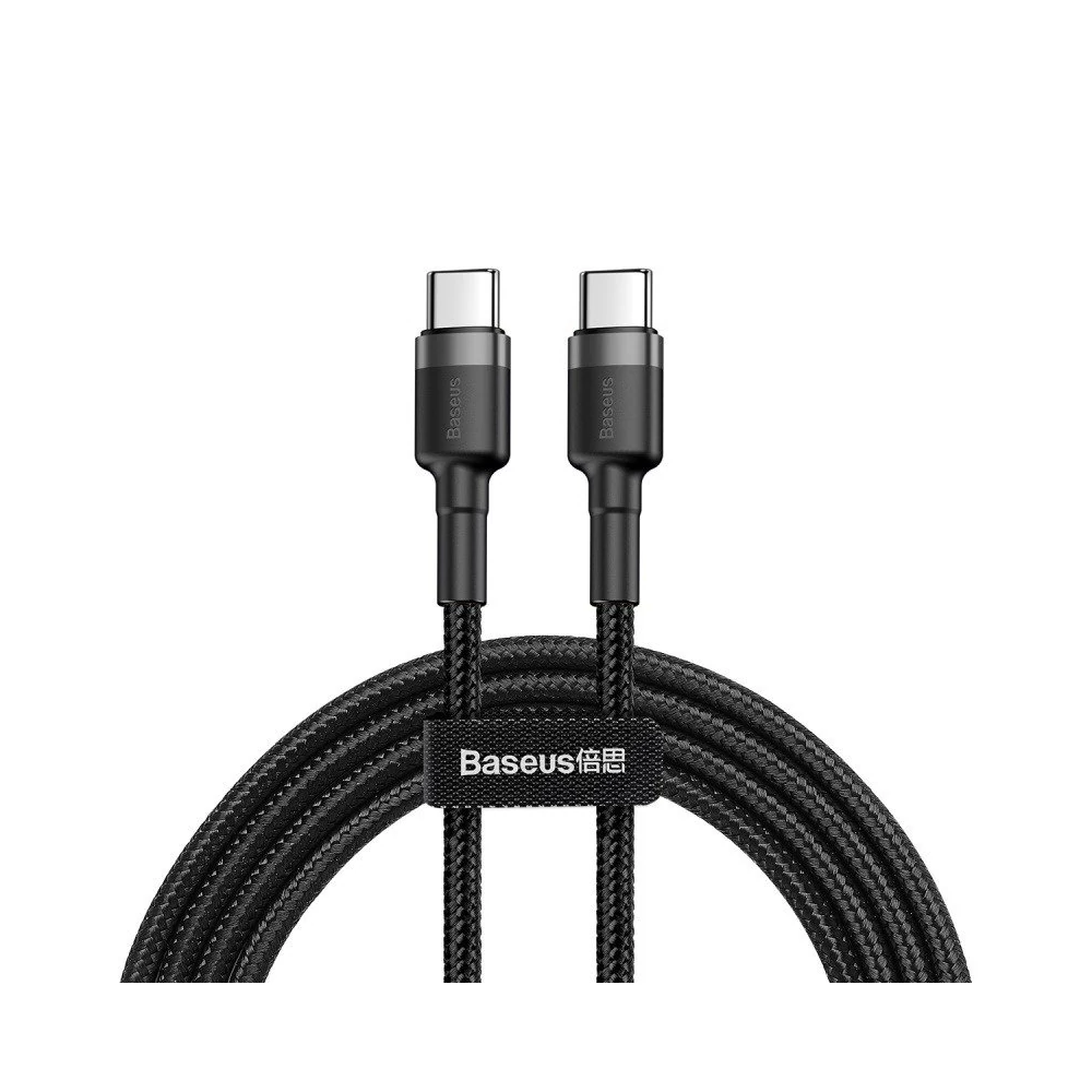 Baseus Cafule USB-C - USB-C PD 2.0 QC 3.0 kábel, 60 W, 1 m (fekete-szürke)