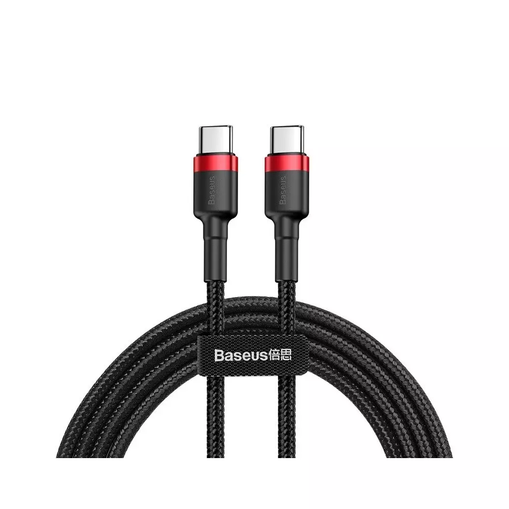 Baseus Cafule USB-C - USB-C PD 2.0 QC 3.0 kábel, 60 W, 2 m (fekete-piros)