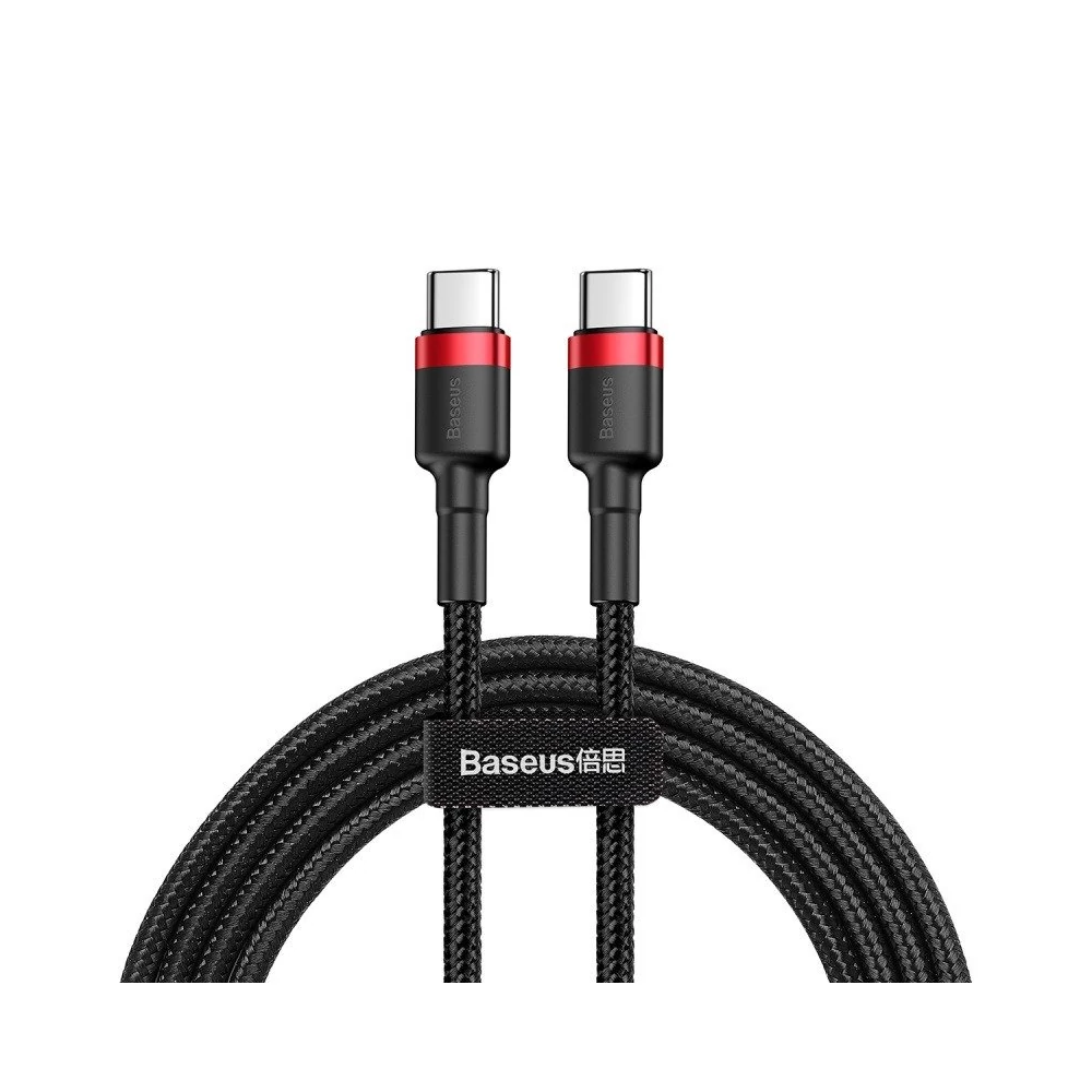 Baseus Cafule USB-C - USB-C PD 2.0 QC 3.0 kábel, 60 W, 2 m (fekete-piros)