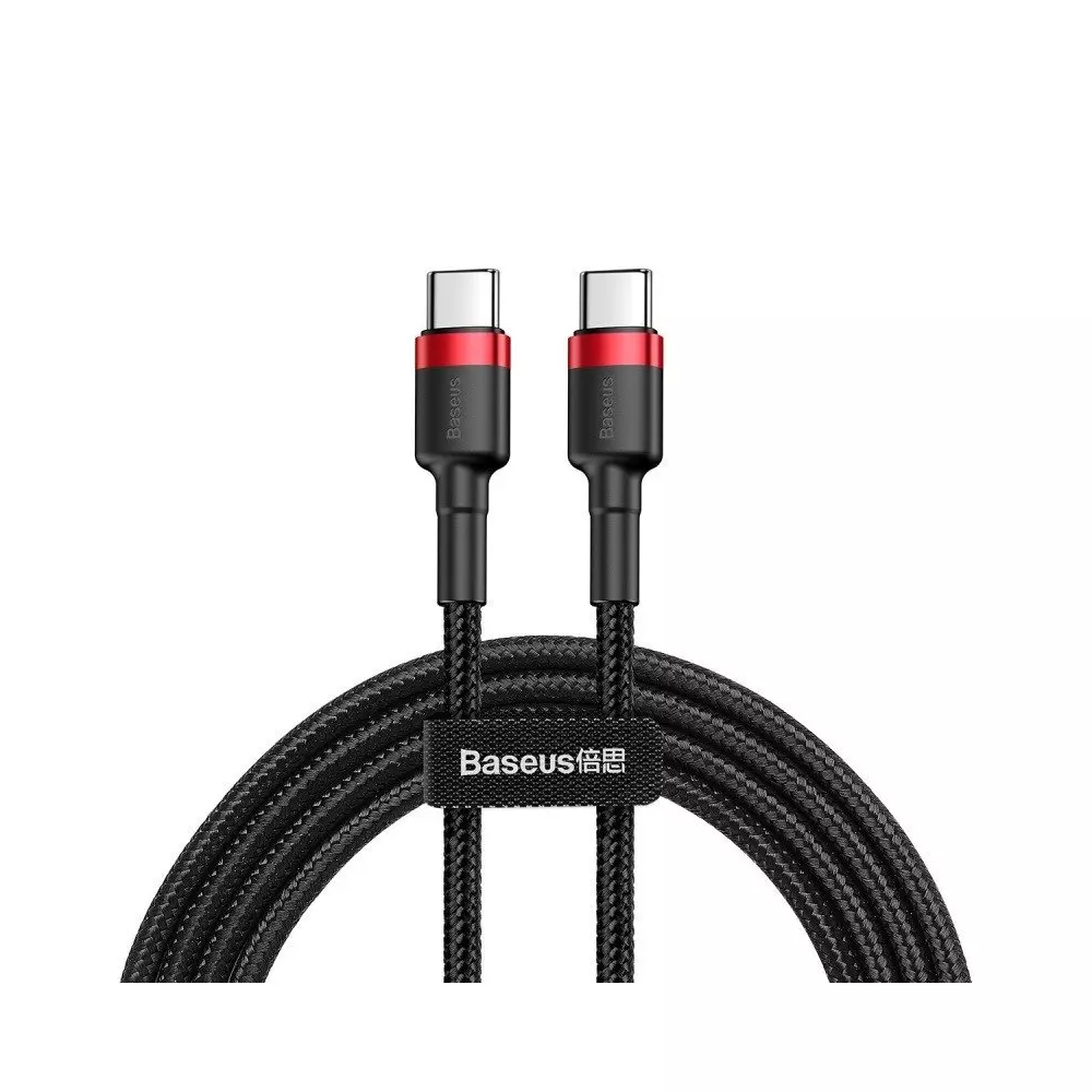 Baseus Cafule USB-C - USB-C PD 2.0 QC 3.0 kábel 60 W 1 m (fekete-piros)