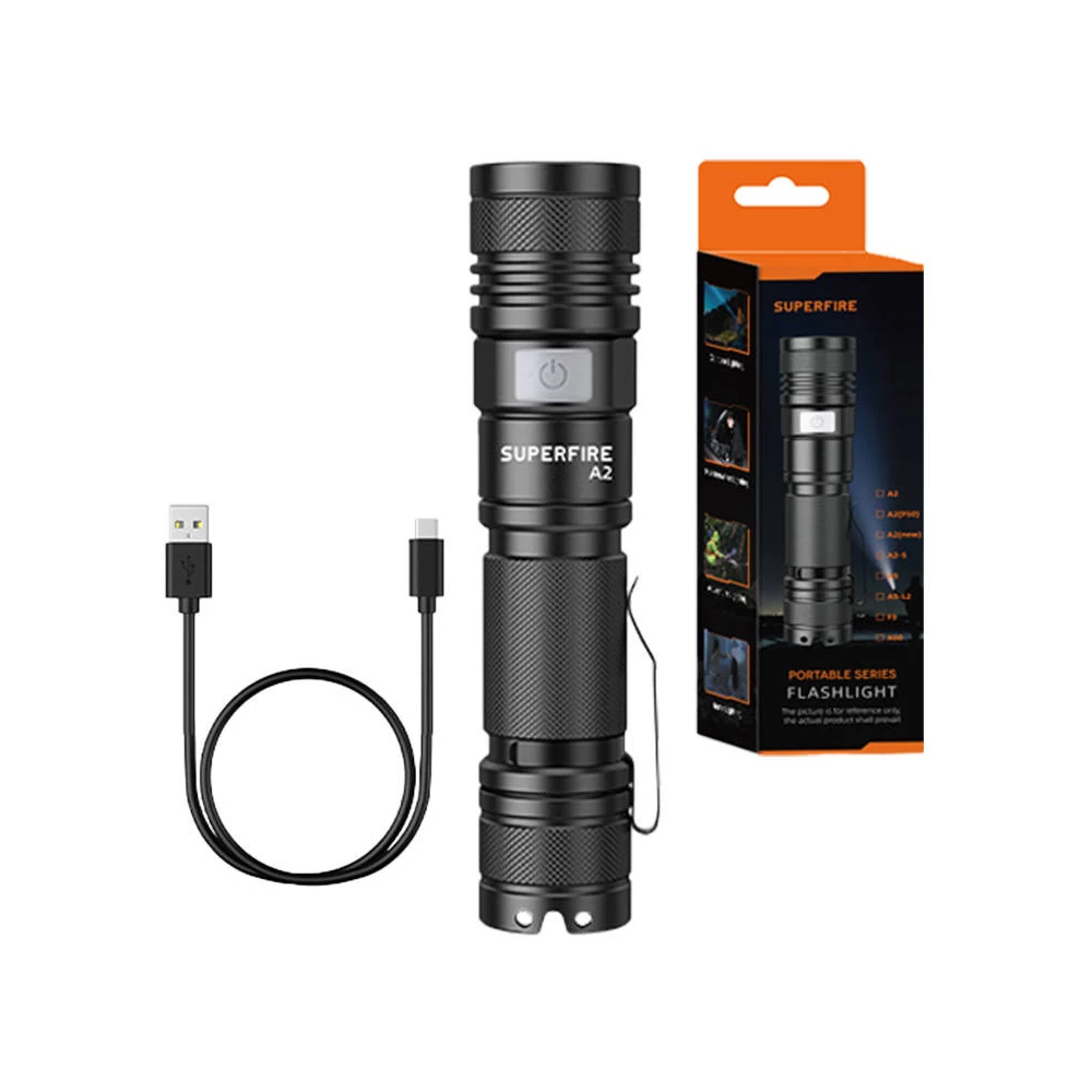 Superfire A2 zseblámpa, 650lm, USB