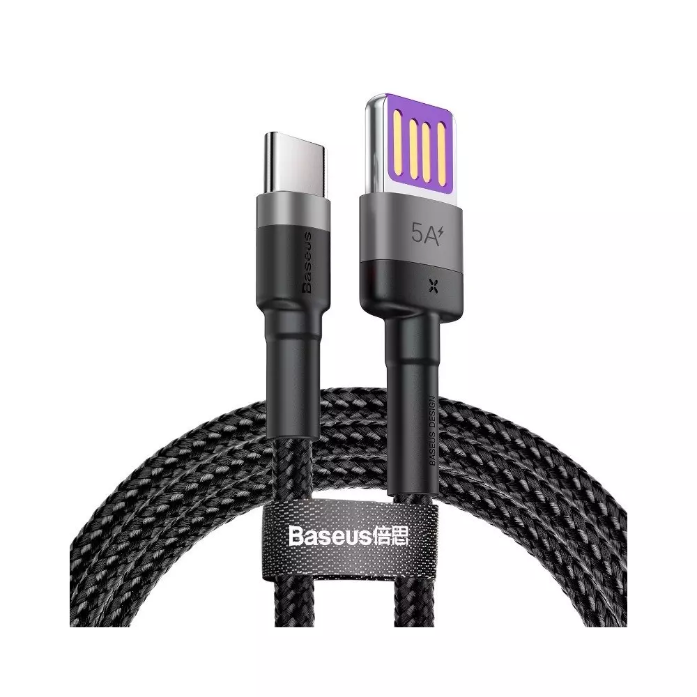 Baseus Cafule USB-USB-C kábel Huawei SuperCharge, QC 3.0, 5A 1m (fekete-szürke)