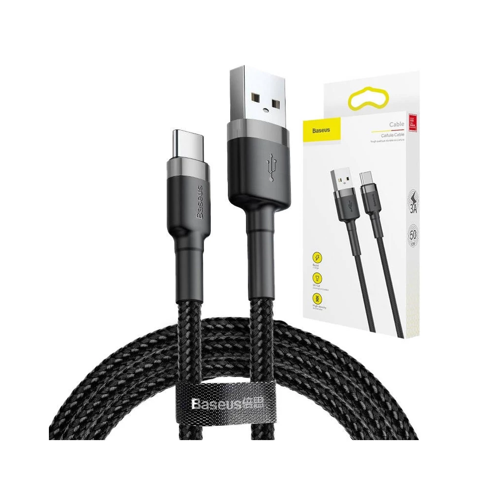Baseus Cafule USB-USB-C kábel, 2A, 3m (szürke-fekete)
