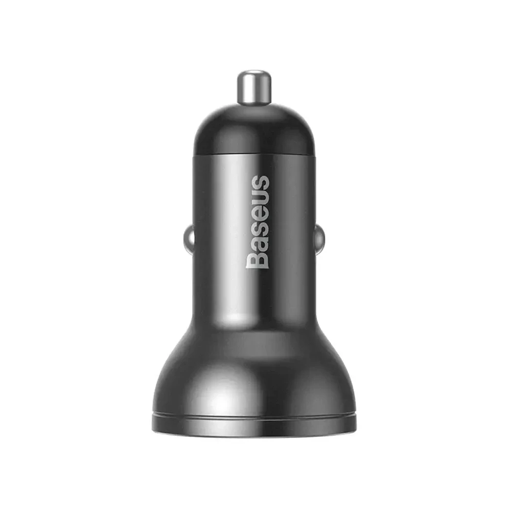 Ładowarka samochodowa Baseus z wyświetlaczem, 2x USB, 4,8A, 24W (szara)