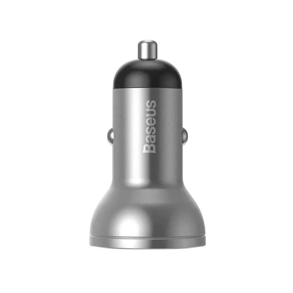 Ładowarka samochodowa Baseus z wyświetlaczem, 2x USB, 4,8A, 24W (srebrna)