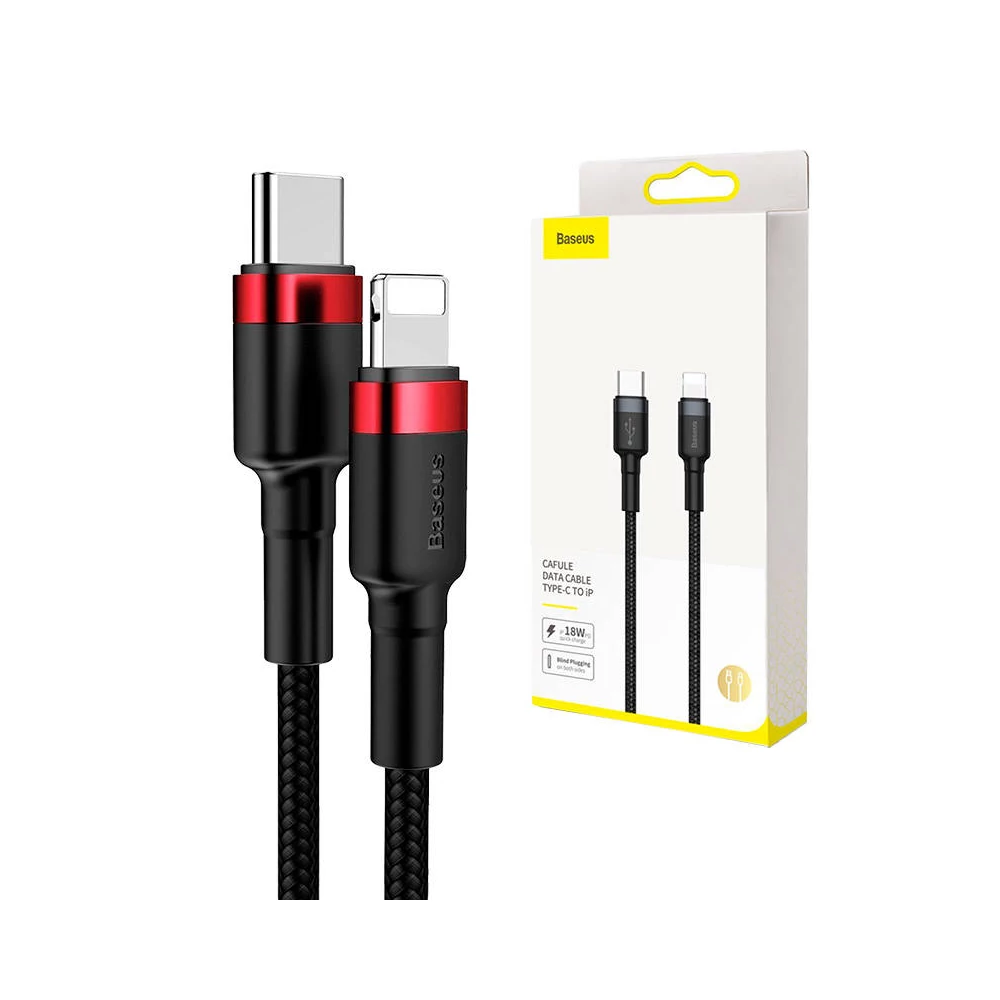 Baseus Cafule USB-C - Lightning PD kábel, 18 W, 1 m (fekete-piros)