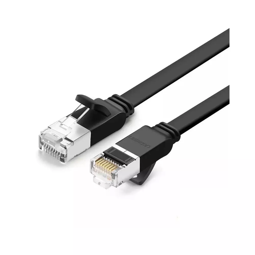 UGREEN Ethernet RJ45 lapos hálózati kábel fém csatlakozókkal, Cat.6, UTP, 3m (fekete)