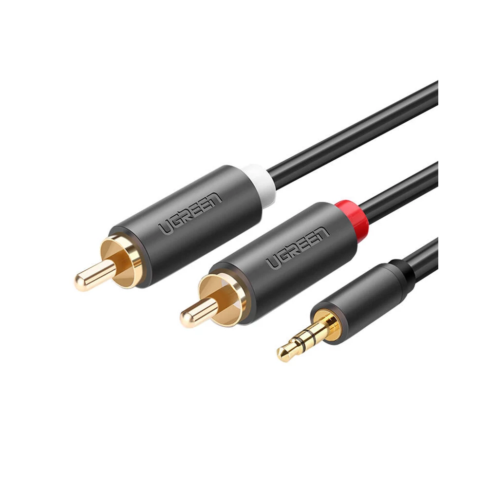 UGREEN AV102 2x RCA (Cinch) jack 3,5 mm-es kábel, 2m (fekete)