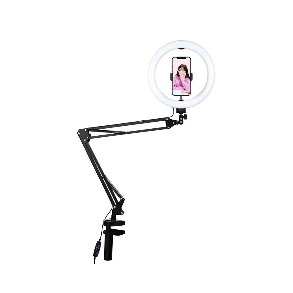 Puluz PKT3090B LED Asztali telefon állvány klipsszel, 26 cm